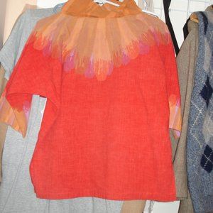 Vintage Rare hand-painted cotton top by Danish artist Gerda Nordby.